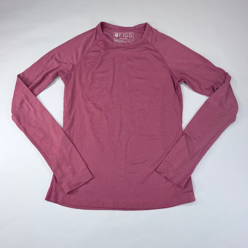 FIGS Salta Seamless Long Sleeve Underscrub Shirt XS Mauve Pink Medical Nursing